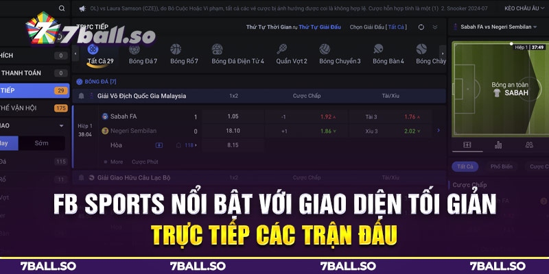 fb sports nổi bật với giao diện tối gian trực tiếp các trận đấu 