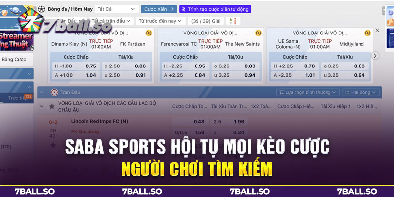 SABA SPORTS HỘI TỤ MỌI KÈO CƯỢC NGƯỜI CHƠI TÌM KIẾM