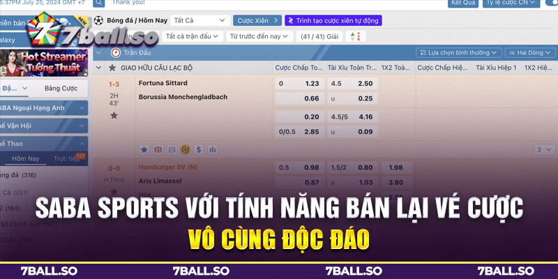 Saba sports ới tính năng bán lại vé cược vô cùng độc đáo tại E-sport 7Ball