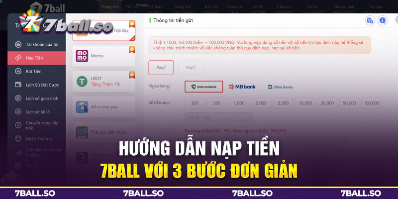Hướng dẫn Nạp tiền 7Ball với 3 bước đơn giản